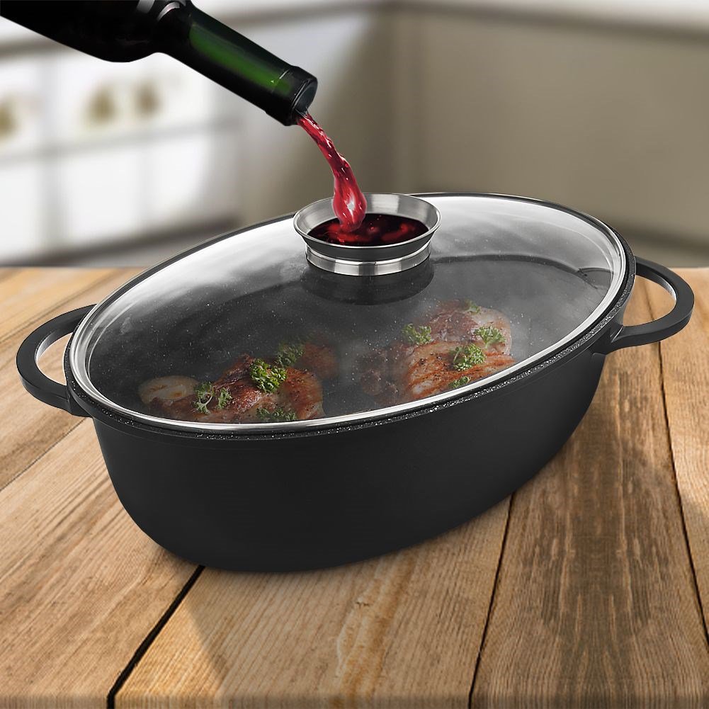 Roasting Tin Granite with Lid Oval GRANDE 8 l, 45x27.5 cm