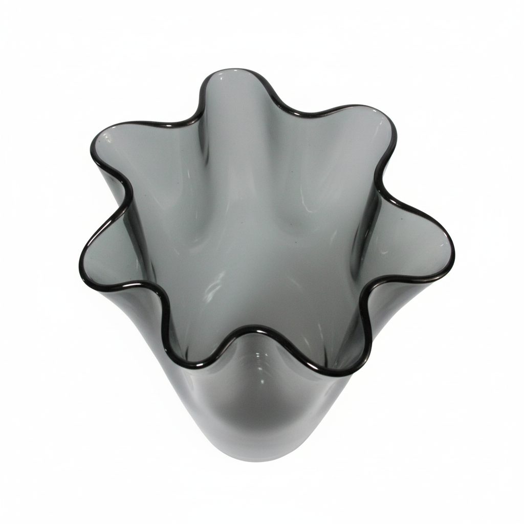 Vase glass wavy smoke gray table vase glass vase 21 x 21 x 30 cm