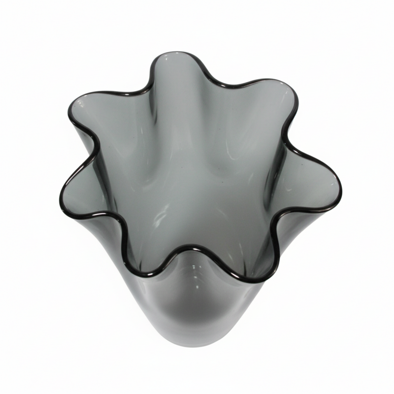 Vase glas bølget røg grå bordvase glasvase 21 x 21 x 30 cm
