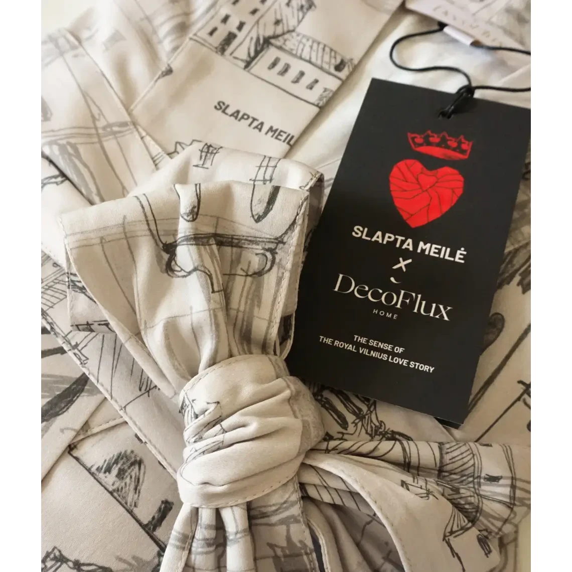 Sateen bathrobe kimono with bag Secret Love Story of Royal Vilnius