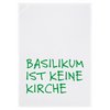 Witte theedoek, BASILICUM IS GEEN KERK, groen