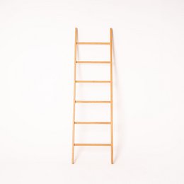 Solid oak clothes ladder, towel rack with 5 rungs for storage and organization.