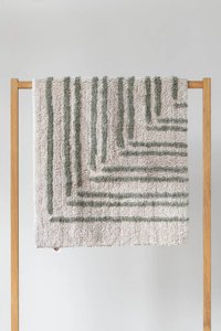 Handbuppen 100% Baumwollbadmatte - Moosgrün -Linien