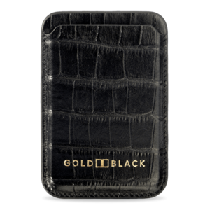 iPhone MagSafe Wallet Leder mit Kroko-Prägung Schwarz