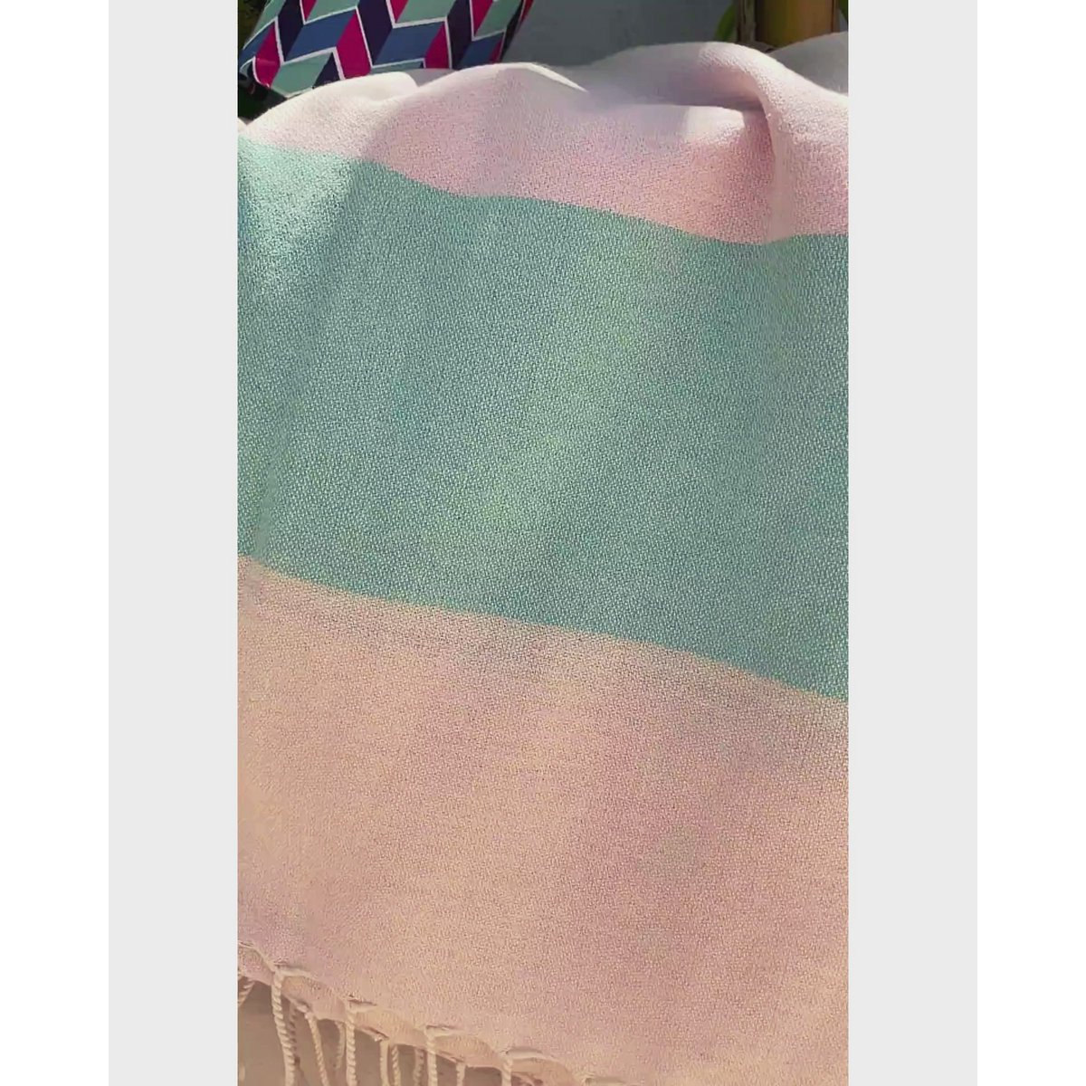 TELO TO GO PALERMO Telo mare in cotone 180x100 cm | Leggero | Menta / Rosa | con confezione regalo