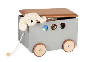Toy chest on wheels „Jim”, grey