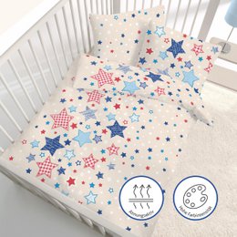 Beaver bed linen set 100x135cm stars in beige blue