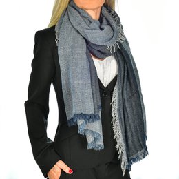 Florence Artegiani. Two-tone scarf scarf with double flap, modal and wool. Made in Italy.