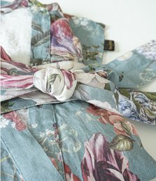 Lniany szlafrok kimono Garden Emerald