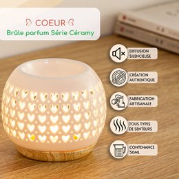 Burnt Ceramy Heart Parfume - Lakeret keramisk stearinlys - Diffusion Duftende voks, essentielle olier - Gaveideeindretning
