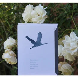 Watercolor sympathy card | Flying crane | Quote M. Gandhi