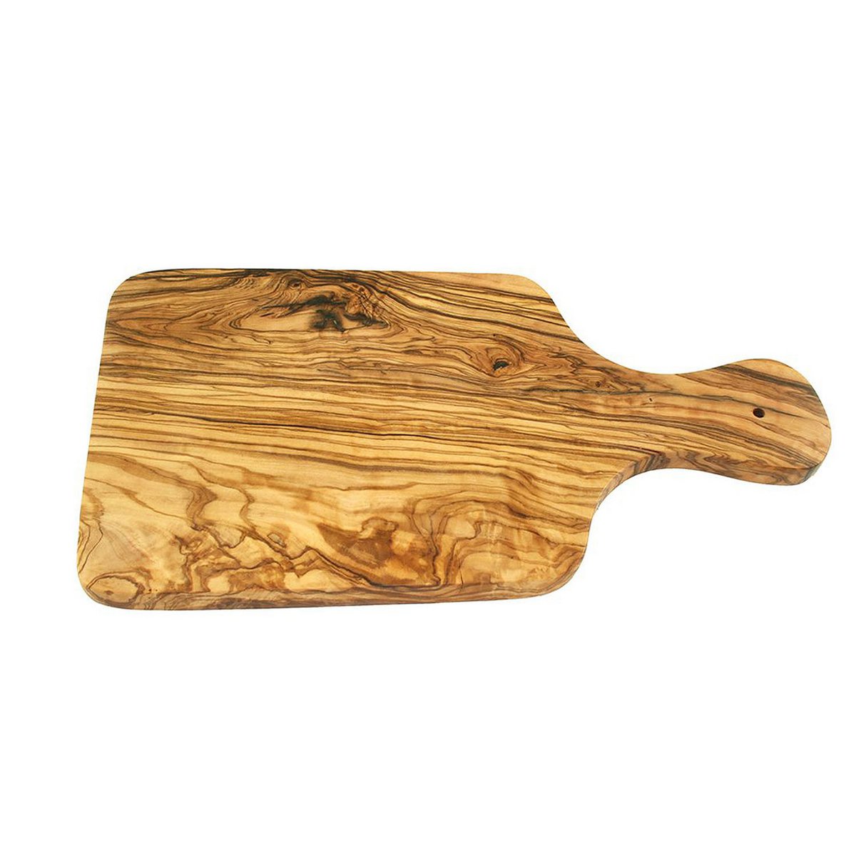 Tabla de desayuno con asa 30 x 15 cm fabricada en robusta madera de olivo