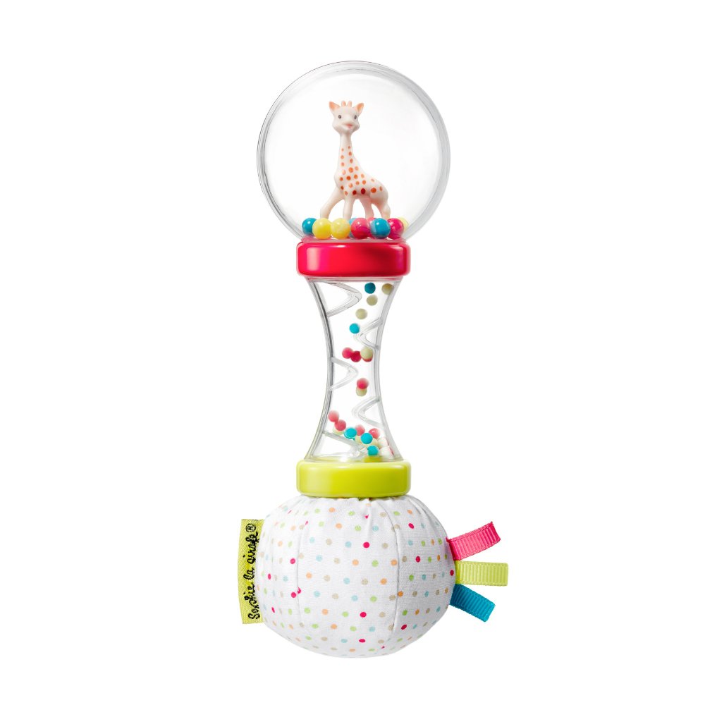 Sophie the giraffe soft maracas rattle in white-red gift box