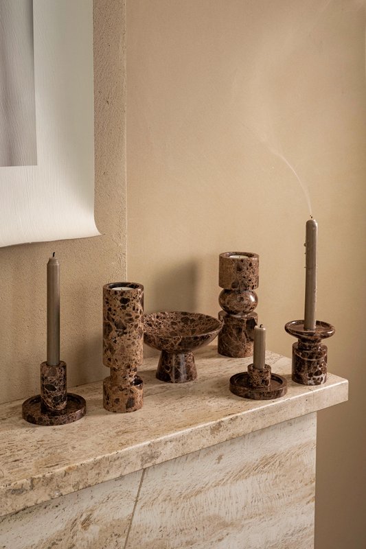 Candle Holder Marble Brown 10.2x7.9cm