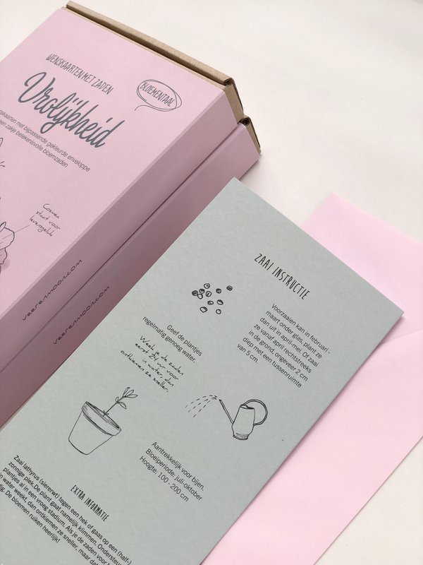 Cadeaubox wenskaarten met zaden 'Vrolijkheid'