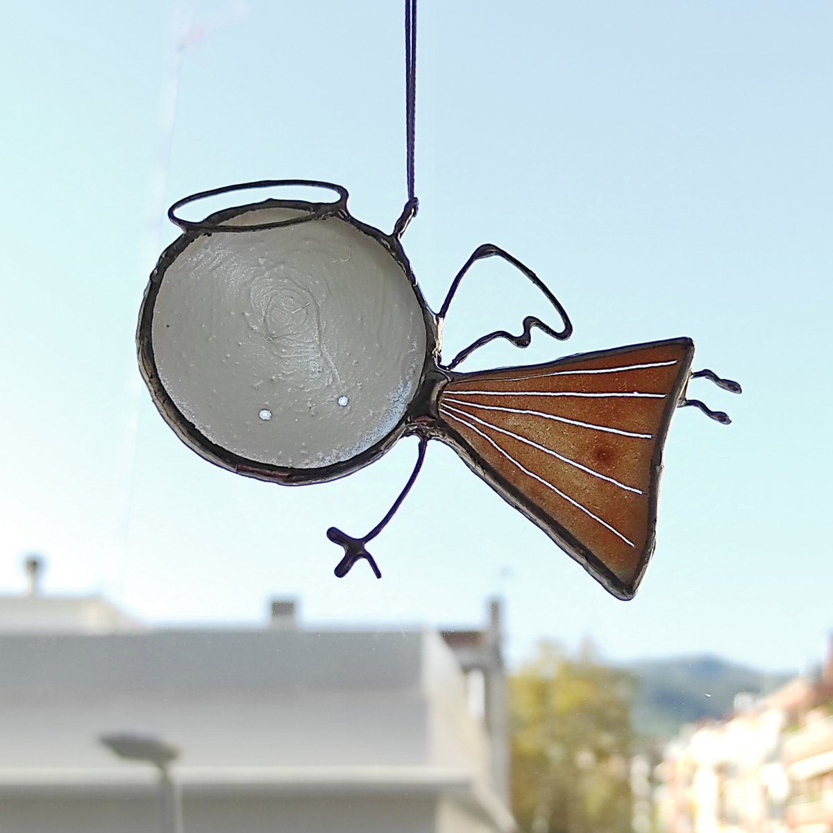 Engels-Sonnenfänger aus Buntglas, einzigartiges Wohndekor