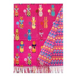 Damen-Wollschal mit mehrfarbigem Katzen-Design ITFUSL-25-17