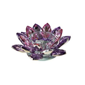 "Crystal" tealight holder Lotus, purple, glass, 12x4.5 cm