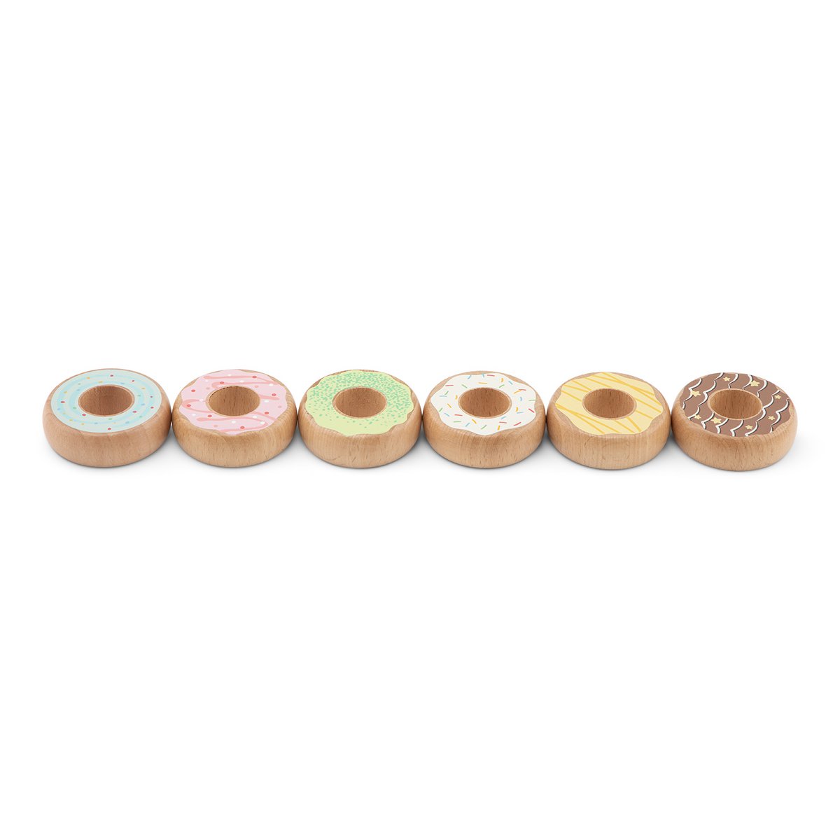 Juego de donuts de madera, 6 piezas