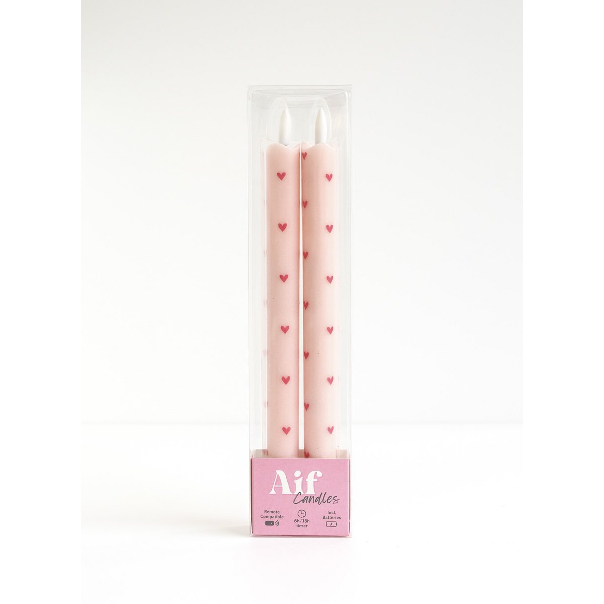 Led Pillar Candle Hearts Pink RC - Set di 2