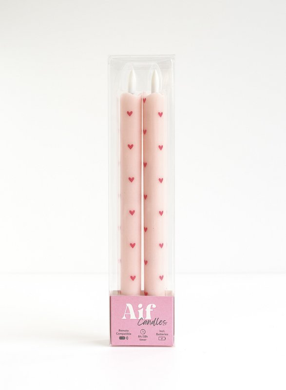 Led Pillar Candle Hearts Pink RC - Set di 2