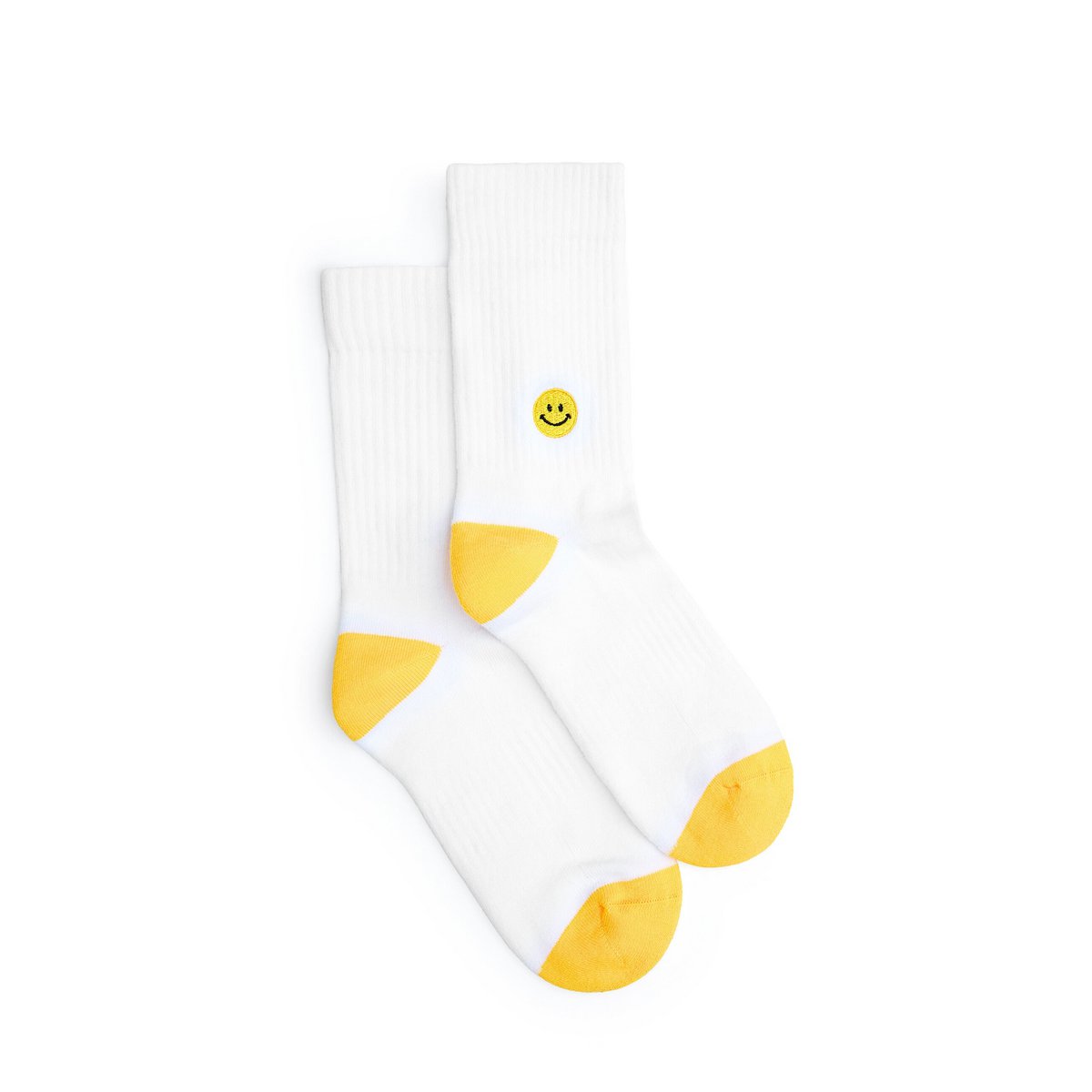 Bio Socken Smiley - Weiße Tennissocken mit gesticktem Smile Emoji