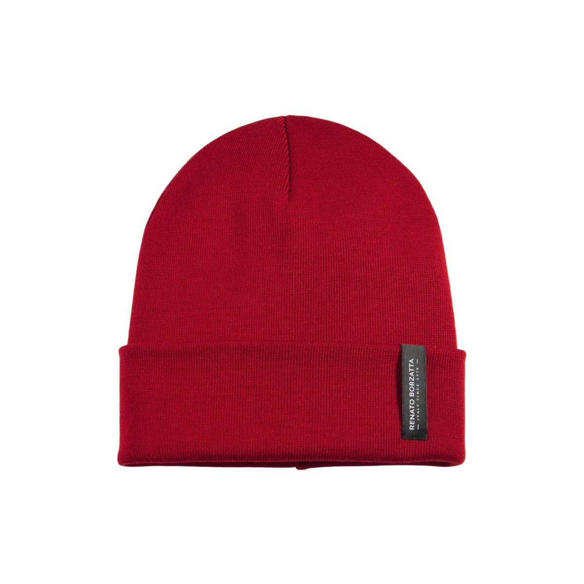 RB5005EB | Unisex Cap in Tubular Stockinette Knit CIMONE Wool Blend Made in Italy. Fire red colour. One size