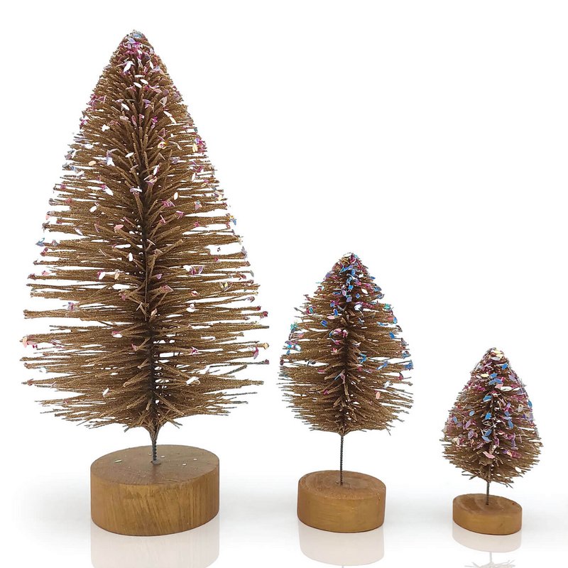 Glitzertannenbaum gold-rainbow, 11x5x5cm