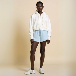 Crop hoodie with zipper "GGBH" - white
