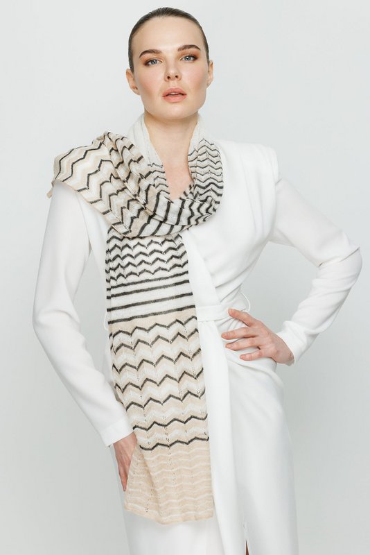 Cybele Shawl Ecru-Beige-Black