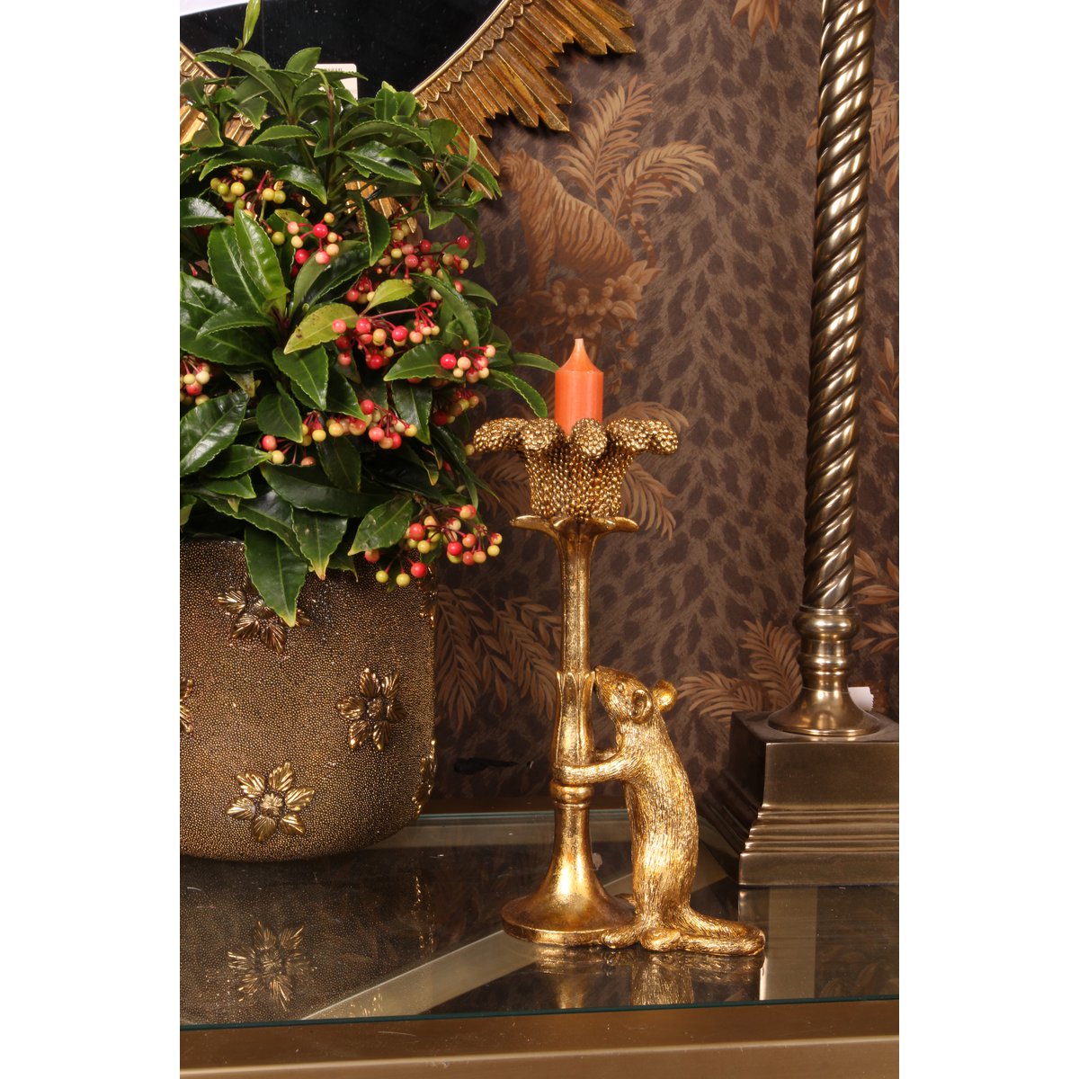 Muis Kaarshouder 22,5 cm - Goud - Hars