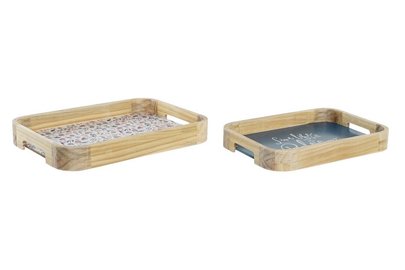 BANDEJA DECORACION SET 2 MDF 35X24X4,5 NATURAL LD203570