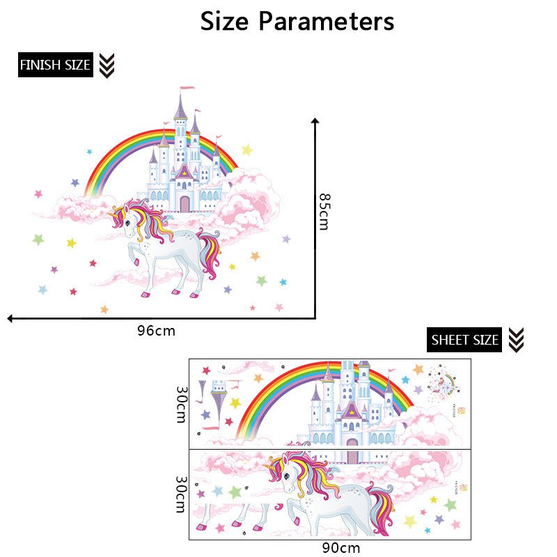 Unicorn stickers for girl's room rainbow castle