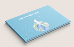Livre pour enfant le tour du monde de Nao voyage sur 5 kontinenter dessins à l'aquarelle modelèle unique