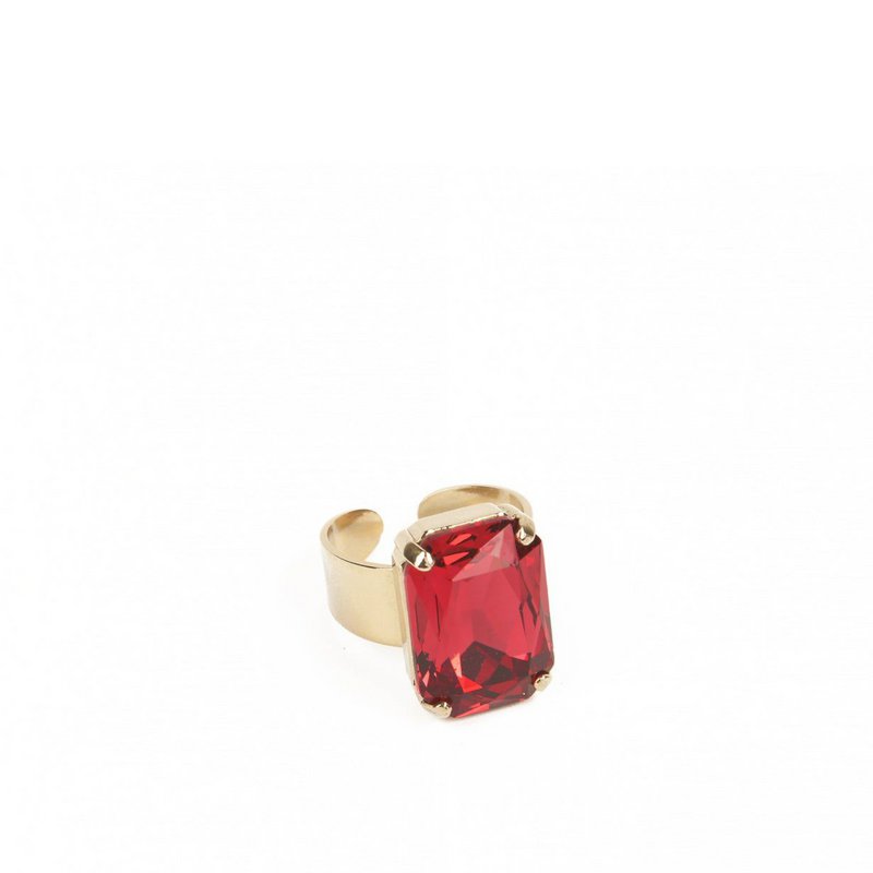 Celeste Gold Plated Ring With Ruby Crystal