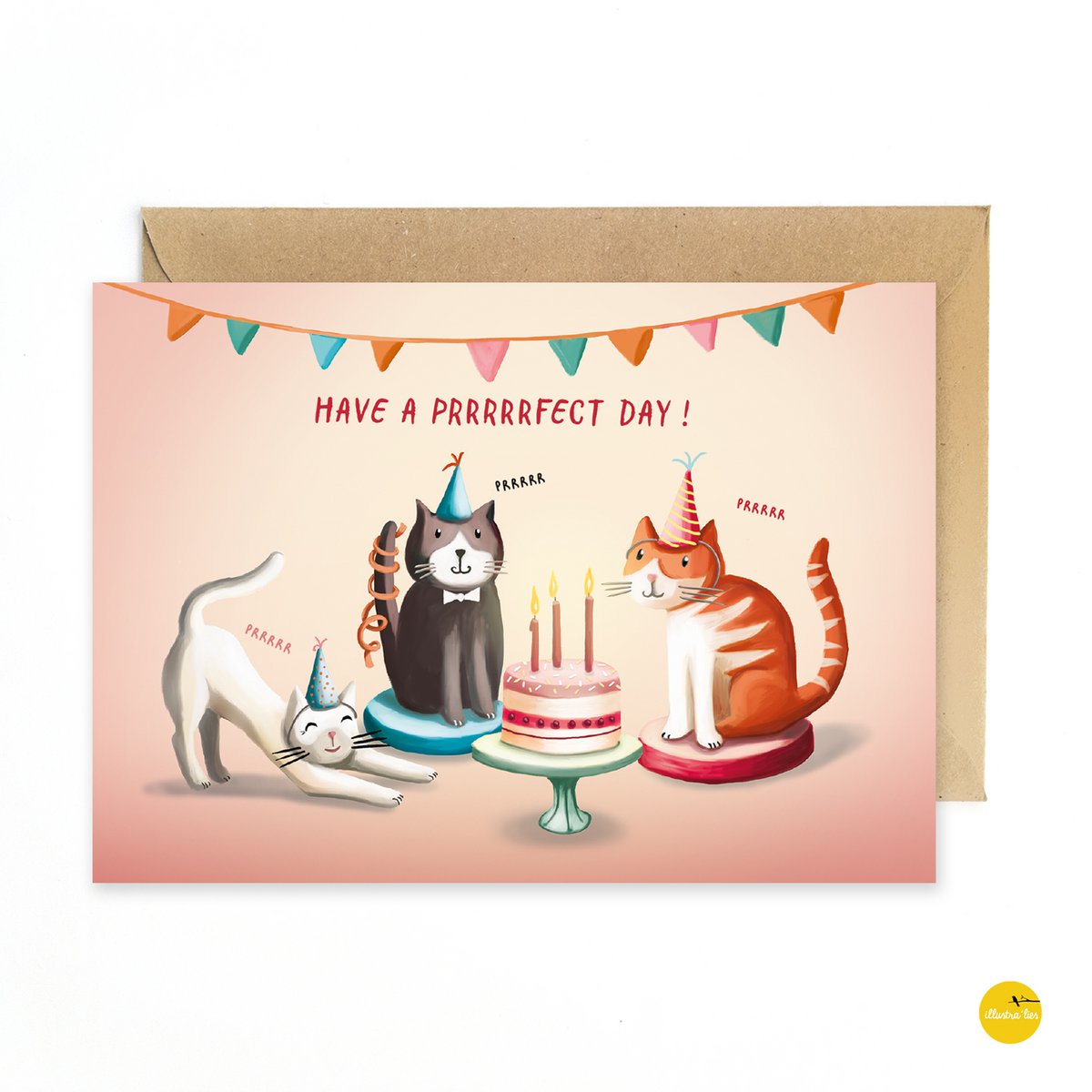 Los gatos de la tarjeta de felicitación tienen un día prrfect