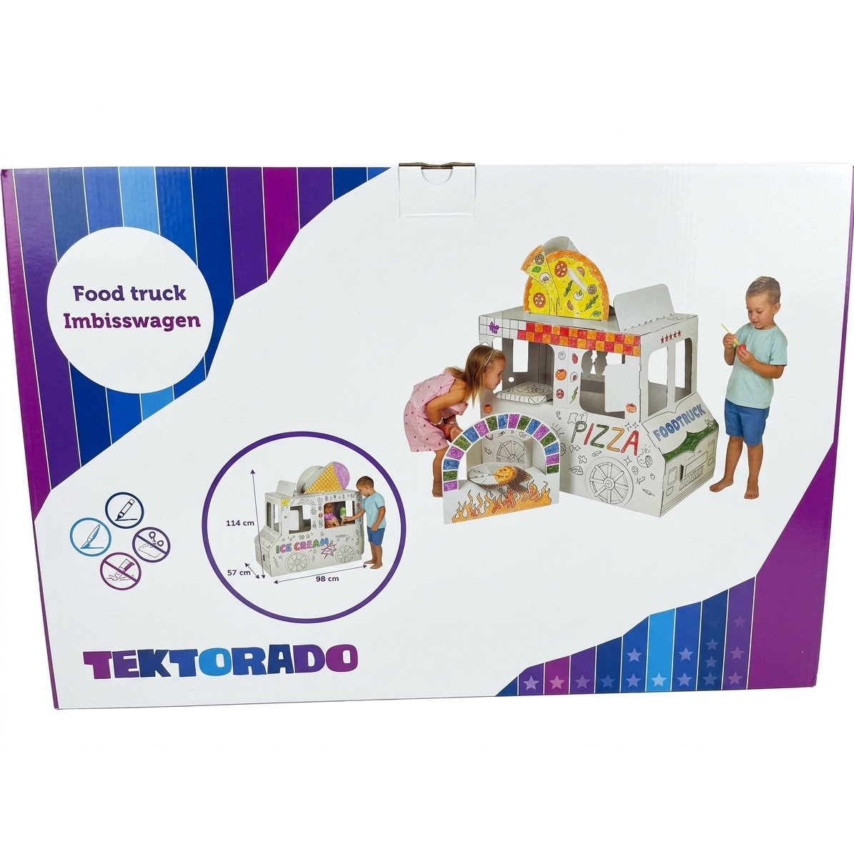Speelhuis Food Truck Kartonnen speelhuis voor kinderen – DIY Bouwen & Kleuren 3+