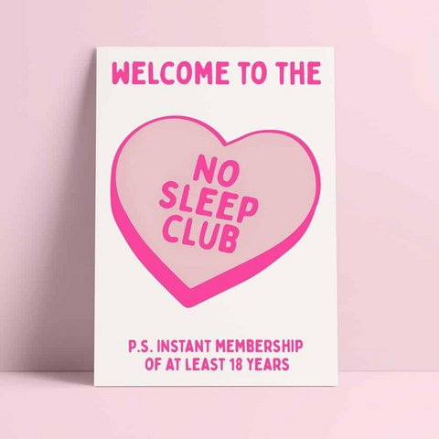 Riso print No sleep club roze