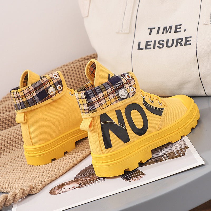 Nouveau Bottes courtes en toile pour filles, montantes, assorties avec tout, chaussures pour femmes