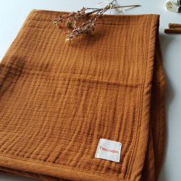 Manta Bebé Marrón / Muselina Orgánica 4 Capas/115*85cm