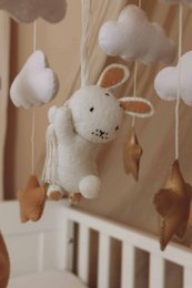 Handgemaakte Konijn Muziekmobiel - Boxmobiel - Baby mobile - mobile wickeltisch