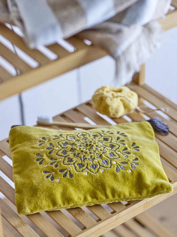 Stefania Cosmetic Bag, Yellow, Cotton