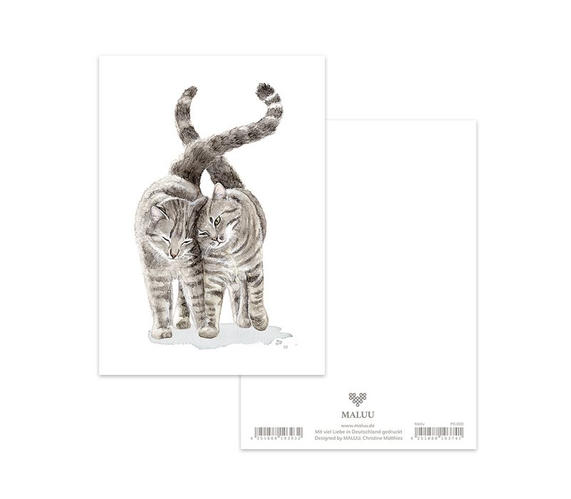 Postal Gatos abrazados