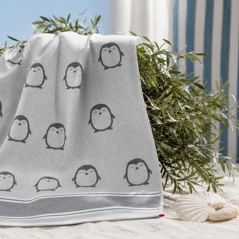 Küchenhandtuch Pinguin aus grauer Baumwolle