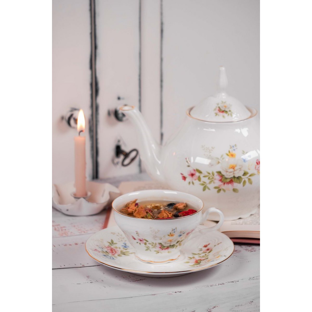 Tazza con piattino Giardino inglese 180 ml Isabelle Rose