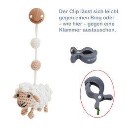 Crocheted play arch pendant sheep DOLLY in white