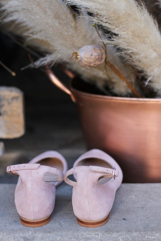 Bailarinas de ante hechas a mano para mujer - Grace - rosa empolvado 35-42