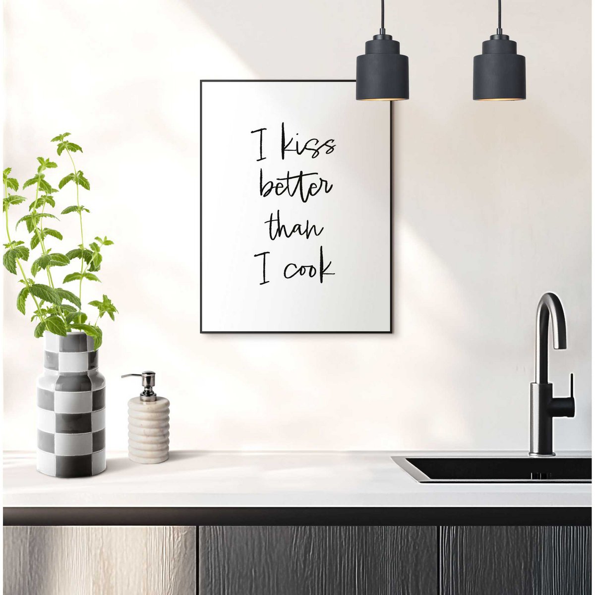 Gerahmtes Bild  Cooking Kisses 40x30