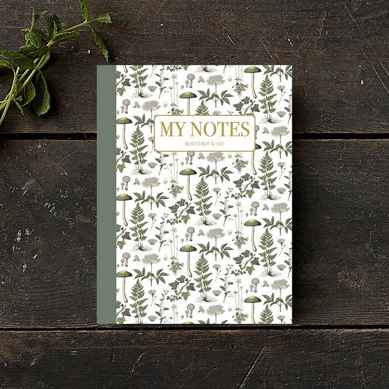 Note Booklet - Zielony wzór kwiatowy
