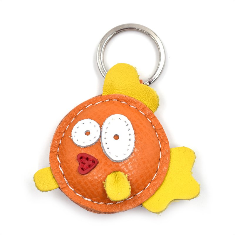Porte-clés en cuir de poisson orange